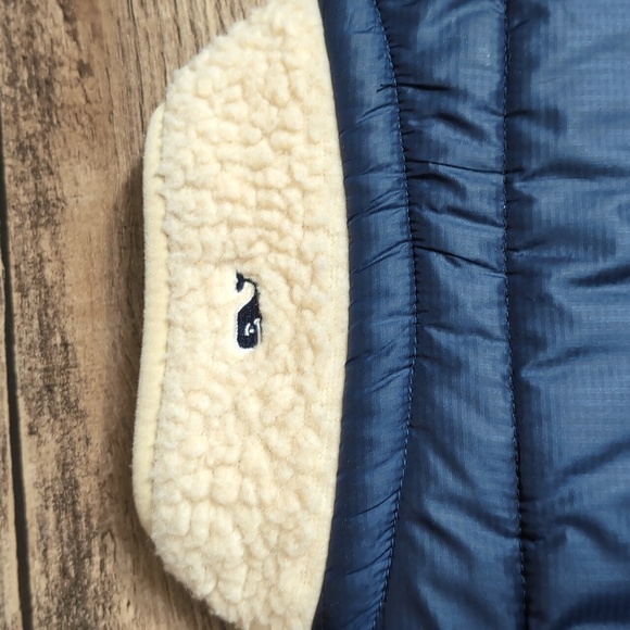 Vineyard Vines Supershep Sherpa Vest Full-Zip Camel Tan Blue Deep Pile - Medium - Picture 6 of 9